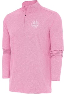 Antigua Houston Dynamo Mens Pink Hunk White Logo Long Sleeve 1/4 Zip Pullover