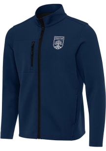 Antigua Austin FC Mens Navy Blue Objection White Logo Light Weight Jacket