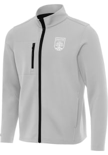 Antigua Austin FC Mens Grey Objection White Logo Light Weight Jacket
