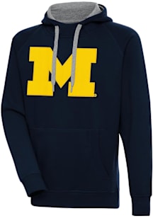 Antigua Michigan Wolverines Mens Blue Full Front Victory Long Sleeve Hoodie