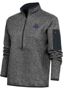 Womens Tulsa Golden Hurricane Grey Antigua Fortune Smoke Qtr Zip