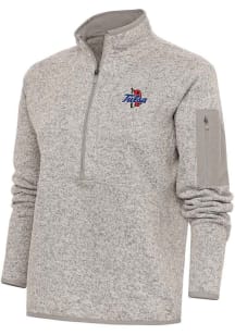 Womens Tulsa Golden Hurricane Oatmeal Antigua Fortune Qtr Zip