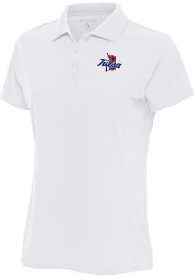 Womens Tulsa Golden Hurricane White Antigua Legacy Pique Short Sleeve Polo Shirt