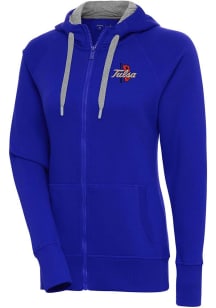 Womens Tulsa Golden Hurricane Blue Antigua Victory Long Sleeve Full Zip Jacket