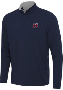 Antigua Houston Roughnecks Mens Navy Blue Content Long Sleeve Qtr Zip Pullover