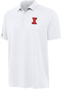 Antigua Illinois Fighting Illini Mens White Reprocess Recycled Short Sleeve Polo