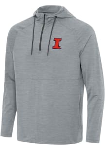 Mens Illinois Fighting Illini Grey Antigua Spikes Qtr Zip Pullover