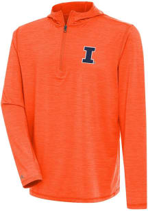 Mens Illinois Fighting Illini Orange Antigua Tidy Qtr Zip Pullover