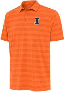 Mens Illinois Fighting Illini Orange Antigua Tunnel Short Sleeve Polo Shirt