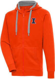 Mens Illinois Fighting Illini Orange Antigua Victory Long Sleeve Full Zip Jacket