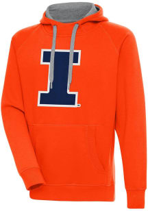 Mens Illinois Fighting Illini Orange Antigua Full Front Victory Hooded Sweatshirt