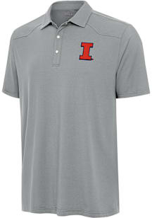 Antigua Illinois Fighting Illini Mens Grey Western Short Sleeve Polo