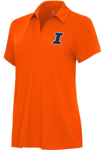 Womens Illinois Fighting Illini Orange Antigua Era Short Sleeve Polo Shirt