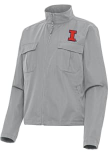 Womens Illinois Fighting Illini Grey Antigua Even Par Light Weight Jacket