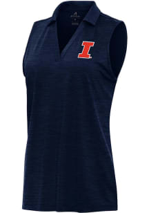 Womens Illinois Fighting Illini Navy Blue Antigua Layout Polo Shirt