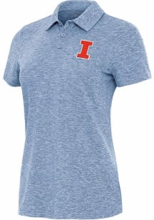 Womens Illinois Fighting Illini Blue Antigua Matter Short Sleeve Polo Shirt