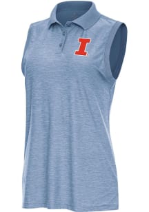 Womens Illinois Fighting Illini Blue Antigua Recap Polo Shirt