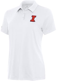 Womens Illinois Fighting Illini White Antigua Reprocess Recycled Short Sleeve Polo Shirt