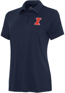 Womens Illinois Fighting Illini Navy Blue Antigua Reprocess Recycled Short Sleeve Polo Shirt