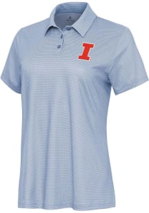 Womens Illinois Fighting Illini White Antigua Rings Short Sleeve Polo Shirt