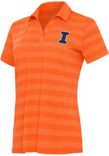 Womens Illinois Fighting Illini Orange Antigua Tunnel Short Sleeve Polo Shirt