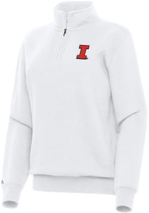 Antigua Illinois Fighting Illini Womens White Victory Qtr Zip