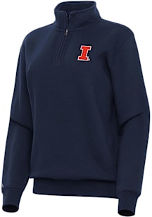 Antigua Illinois Fighting Illini Womens Navy Blue Victory Qtr Zip