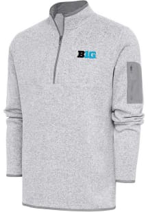 Mens Big Ten Grey Antigua Fortune Logo Qtr Zip Fashion Pullover