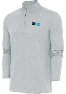 Mens Big Ten Grey Antigua Hunk Qtr Zip Pullover