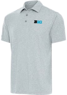 Antigua Big Ten Mens Grey Par 3 Short Sleeve Polo