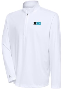 Mens Big Ten White Antigua Tribute Qtr Zip Pullover