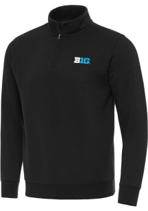 Mens Big Ten Black Antigua Victory Qtr Zip Pullover