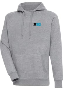 Antigua Big Ten Mens Grey Victory Long Sleeve Hoodie