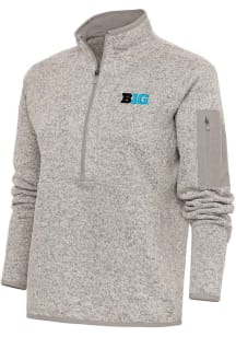 Womens Big Ten Oatmeal Antigua Fortune Qtr Zip