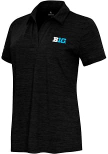 Antigua Big Ten Womens Black Layout Short Sleeve Polo Shirt