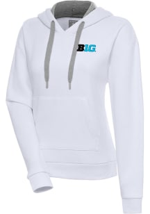 Womens Big Ten White Antigua Victory Hooded Sweatshirt