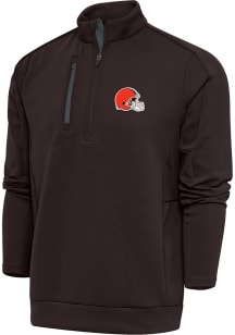 Antigua Cleveland Browns Mens Brown Generation Long Sleeve 1/4 Zip Pullover