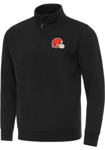 Antigua Cleveland Browns Mens Black Victory Long Sleeve 1/4 Zip Pullover