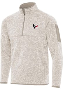 Antigua Houston Texans Mens Oatmeal Fortune Long Sleeve Qtr Zip Fashion Pullover