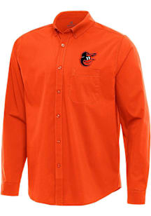 Antigua Baltimore Orioles Mens Orange Flight Long Sleeve Dress Shirt