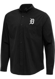 Antigua Detroit Tigers Mens Black Flight Long Sleeve Dress Shirt