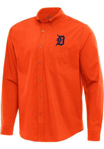 Antigua Detroit Tigers Mens Orange Flight Long Sleeve Dress Shirt