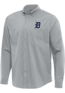 Antigua Detroit Tigers Mens Grey Flight Long Sleeve Dress Shirt