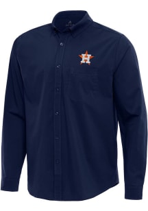 Antigua Houston Astros Mens Navy Blue Flight Long Sleeve Dress Shirt
