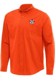 Antigua Houston Astros Mens Orange Flight Long Sleeve Dress Shirt