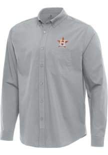 Antigua Houston Astros Mens Grey Flight Long Sleeve Dress Shirt