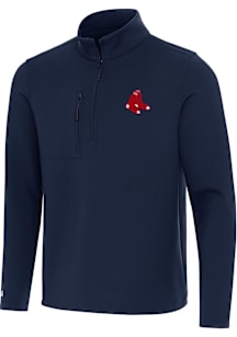 Antigua Boston Red Sox Mens Navy Blue Insider Long Sleeve Qtr Zip Pullover