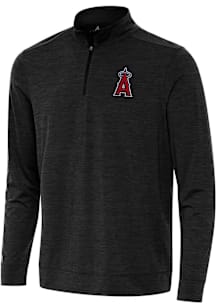 Antigua Los Angeles Angels Mens Black Bright Long Sleeve Qtr Zip Pullover