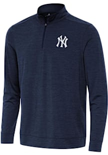 Antigua New York Yankees Mens Navy Blue Bright Long Sleeve Qtr Zip Pullover