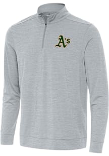 Antigua Oakland Athletics Mens Grey Bright Long Sleeve Qtr Zip Pullover